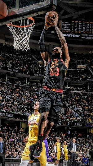 Lebron James Nba Cavs Jersey 23 Slam Dunk Wallpaper