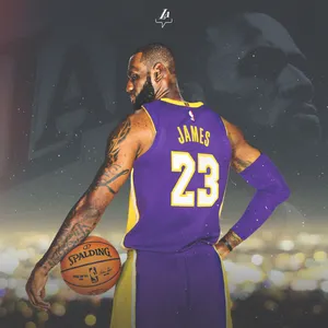 Lebron James Purple Gold Lakers Jersey Wallpaper