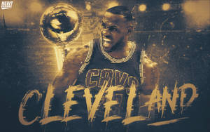 Lebron James With Cool Championship Trophy Wallpaper