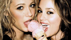 Leighton Meester Ice Cream Wallpaper