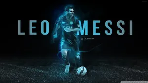 Leo Messi Neon Blue Wallpaper