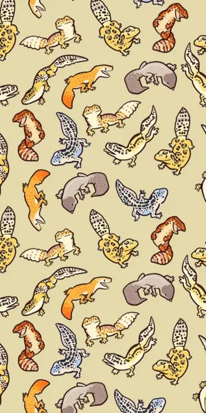 Leopard Gecko Pattern Cartoon Portrait Wallpaper