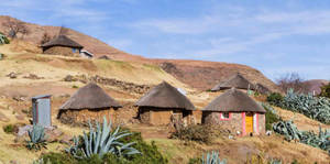 Lesotho Stone Mountain Huts Wallpaper