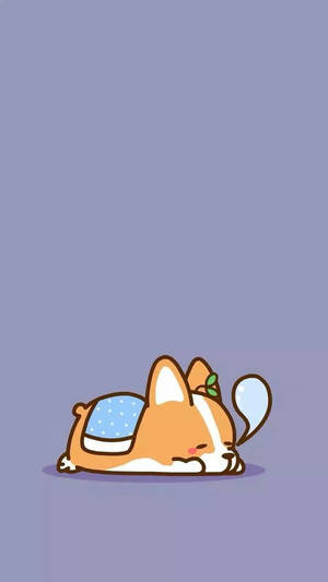 Lethargic Corgi Cartoon Wallpaper