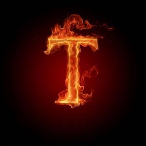 Letter T Orange Fire Wallpaper