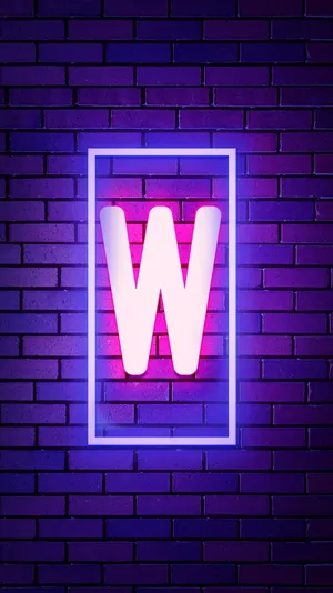 Letter W Neon Brick Wallpaper