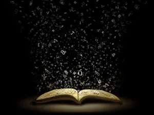 Letters Bursting From Book Wallpaper