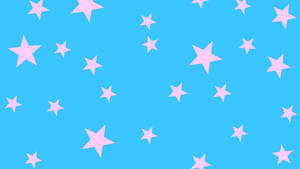 Light Blue Background Pink Stars Wallpaper