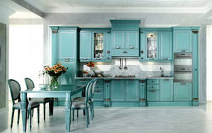 Light Blue Kitchen Design Wallpaper