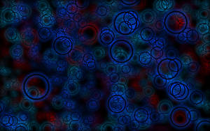 Light Blue Red Neon Circles Wallpaper