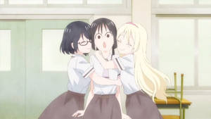 Light-hearted Classroom Scene From Asobi Asobase Anime Wallpaper