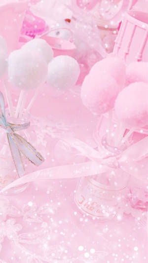 Light Pink Aesthetic Cotton Balls Wallpaper
