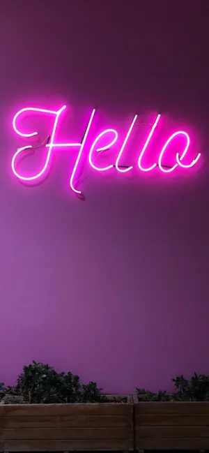 Light Purple Aesthetic Hello In Neon Wallpaper
