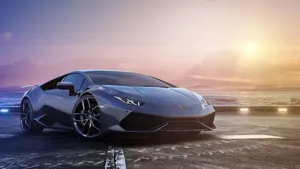 'light Up Your Night With This Neon Lamborghini'. Wallpaper