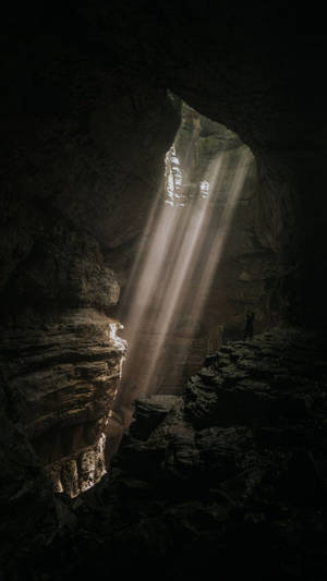 Lighted Dark Cave Wallpaper