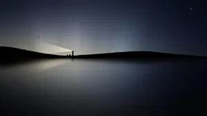 Lighthouse Wide View Dark Mode Wallpaper