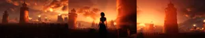 Lighthouses On Orange Sky Wallpaper