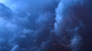 Lightning In Blue Cloud Wallpaper
