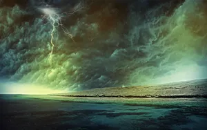 Lightning Storm Over The Ocean Wallpaper