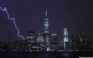 Lightning Strike In The City Wallpaper