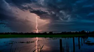 Lightning Strike In The Field Wallpaper