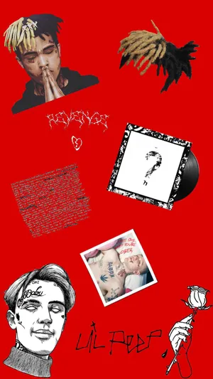 Lil Peep Xxxtentacion Tribute In Red Wallpaper