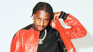 Lil Tjay In Leather Jacket Wallpaper