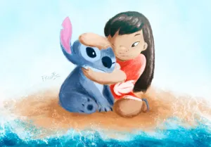 Lilo And Stitch Art Drawing Wallpaper