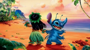 Lilo Dragging Stitch Wallpaper