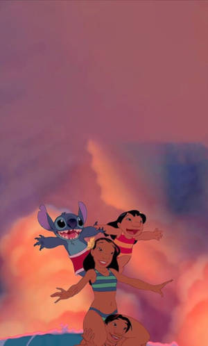 Lilo Stitch Nani And David Looking Happy Wallpaper
