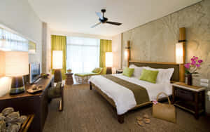 Lime Green Interior Hotel Room Wallpaper