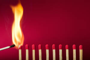Lined Up Red Matches Wallpaper