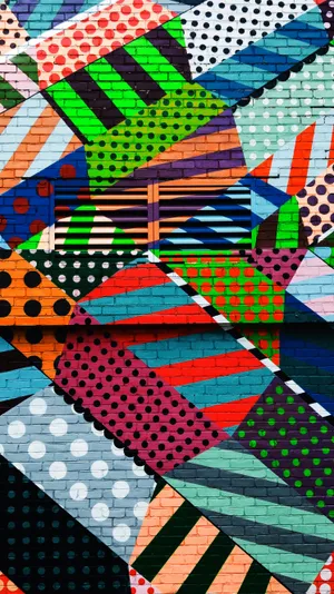 Lines And Polka Dots Graffiti Wallpaper