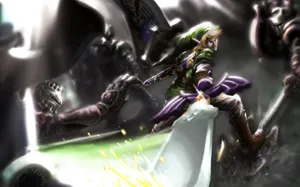 Link Embracing Midna In A Loving Embrace, From The Hit Video Game, The Legend Of Zelda: Twilight Princess. Wallpaper