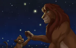 Lion King Nighttime Bonding Wallpaper