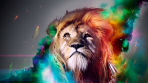 Lion With Colorful Smoke Wallpaper