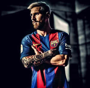 Lionel Messi Staying Cool Under Pressure Wallpaper