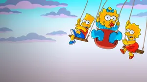 Lisa Simpson And Siblings On Swings Wallpaper