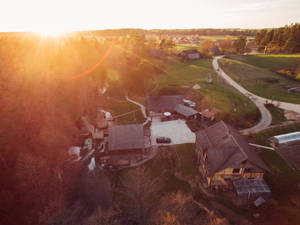 Lithuania Suburban Village Aerial View Wallpaper