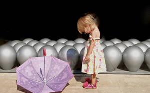 Little Girl With Umbrella Wallpaper