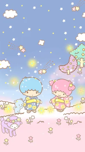 Little Twin Stars In Kimono Wallpaper
