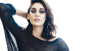 Lizzy Caplan In A Black Net Design Top Wallpaper