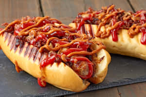 Loaded Gourmet Hot Dogs Wallpaper