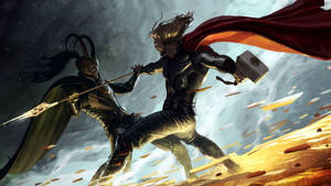 Loki And Thor Artwork Wallpaper