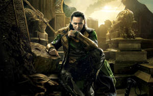 Loki On Ruined Throne Wallpaper