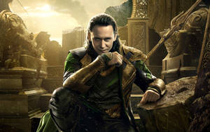 Loki On Ruined Throne Wallpaper