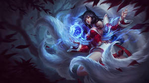 Lol Ahri Blue And Red Wallpaper