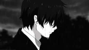 Loneliness Of An Anime Character In Black And White Wallpaper