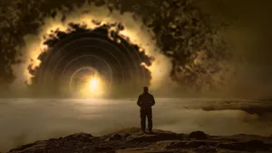 Loner Watching Black Hole Wallpaper