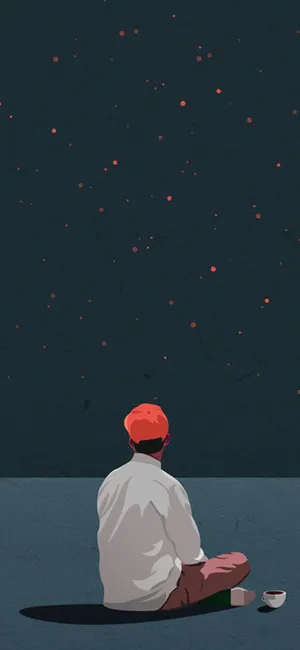 Loner Watching Stars Wallpaper